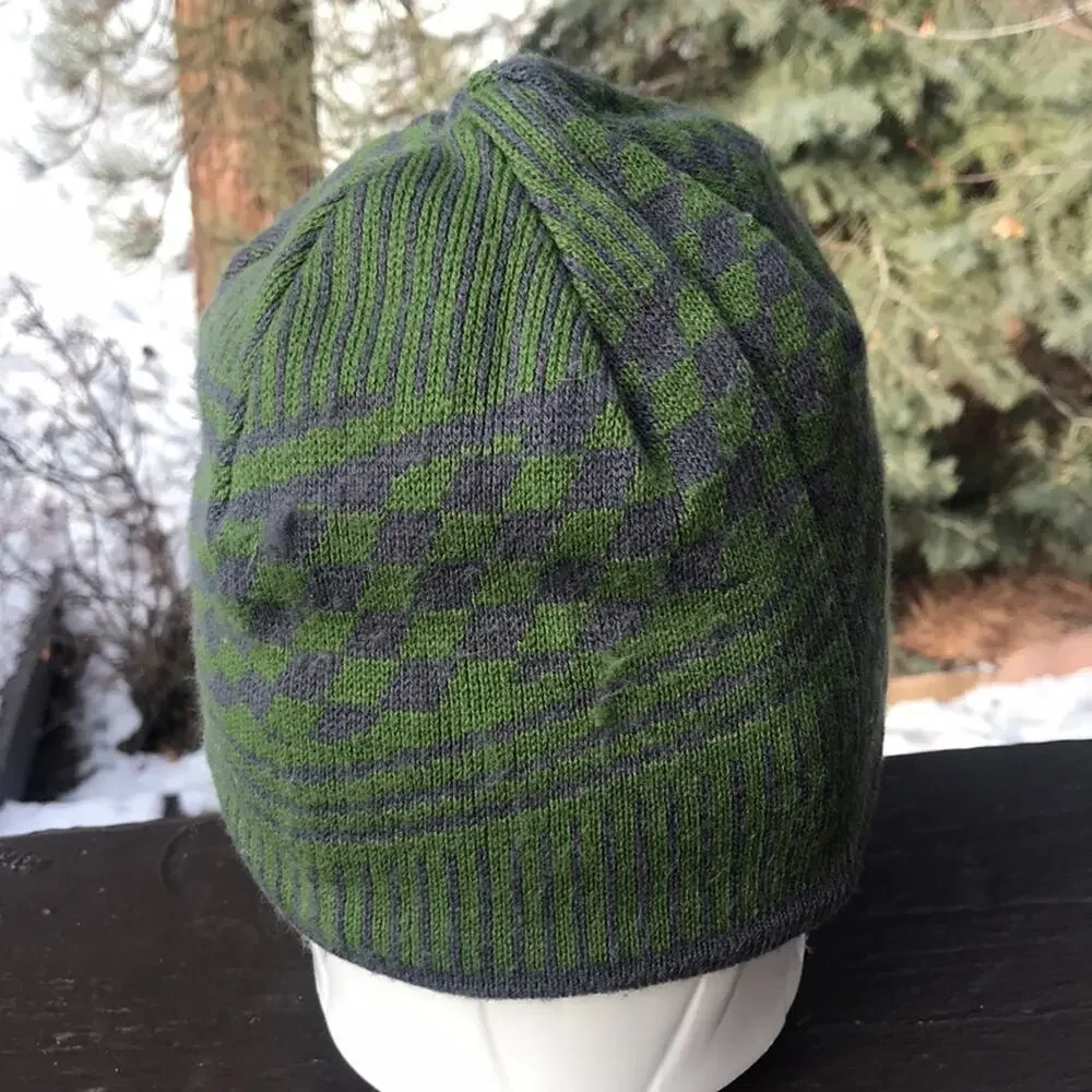 L.L. Bean Green Printed Fleece Lined Beanie Hat Boy's Size Small